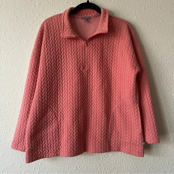 TALBOTS QUILTED JACQUARD ZIP MOCKNECK PULLOVER SIZE LARGE PETITE - Picture 2 of 8